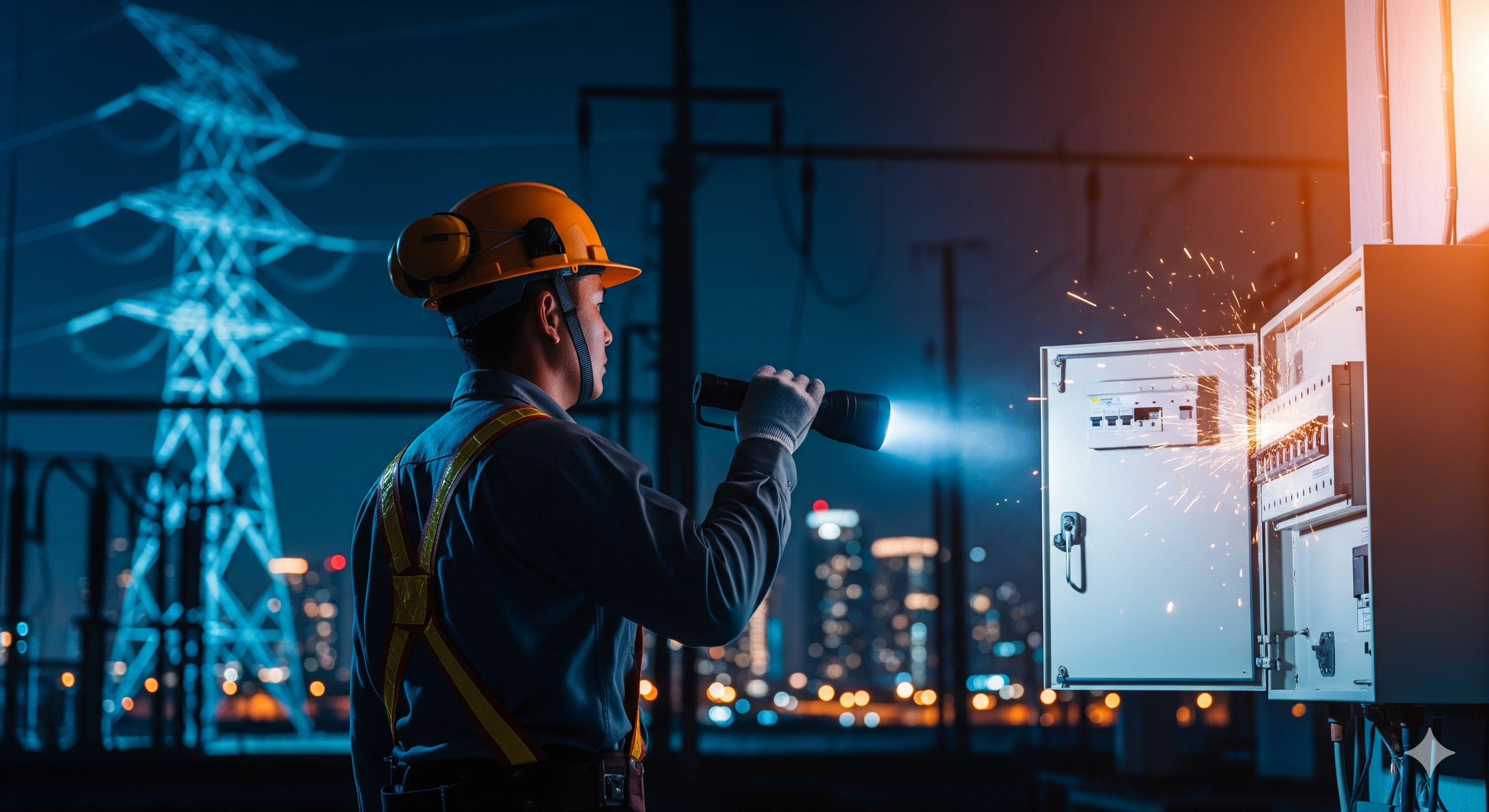 Electricista trabajando